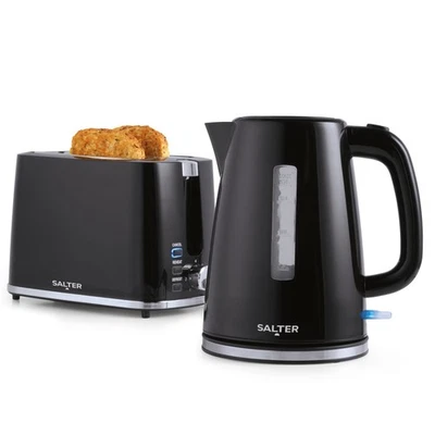 Salter Black Kettle & Toaster Set Fast Boil 2-Slice Wide Toast Slots - Image 1 of 4
