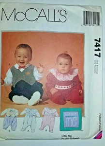 McCall's 7417 Romper One Piece Outfit Sewing Pattern Infants S M L XL Boy Girls - Picture 1 of 4