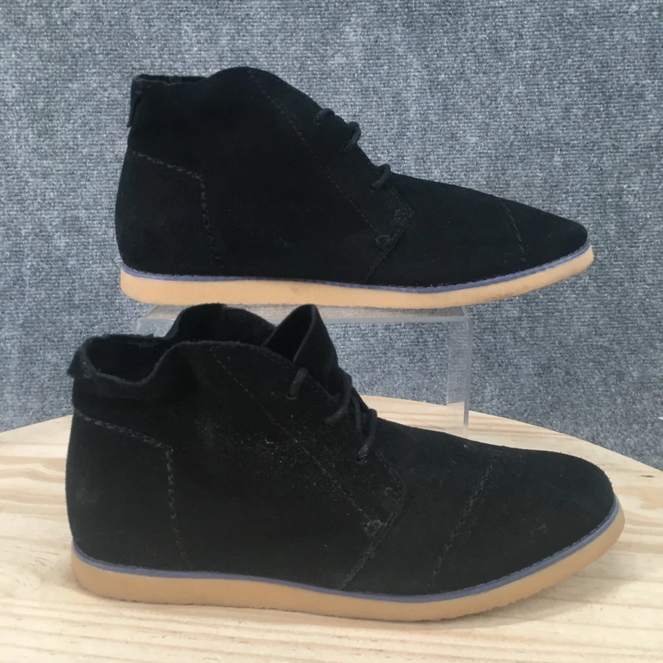 Botas Toms para mujer 9,5 Mateo Chukka con cordones cómodas planas al tobillo negras gamuza Foto 1 de 4