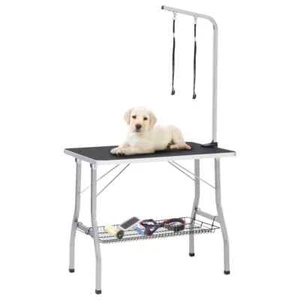 Adjustable Dog Grooming Table with 2 Loops and Basket Pet Bath Table vidaXL - Picture 1 of 8