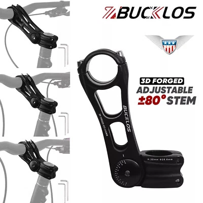 BUCKLOS Stem Adjustable 80 Degree 90-145mm 31.8mm Handlebar MTB/BMX/Road Bike US - Image 1 of 4