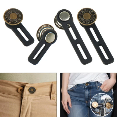 4Pcs Button Extender Pants Waist Jeans Skirts Elastic For Trousers Adjustable - Image 1 of 4