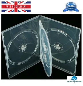 4 Way Clear DVD 14mm Spine Holds 4 Discs Empty New Regular Replacement Case - Picture 1 of 5