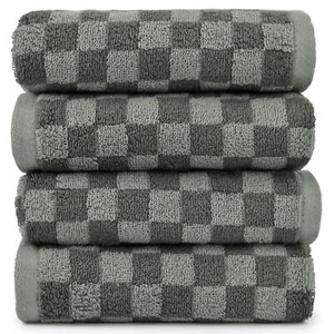 Soft Hand Towels 4 Pack Grey Checkered Face Towel Set for Bathroom Kitchen De... - Picture 1 of 7