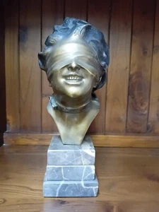 ACHILLE D'ORSI Scultura busto Bronzo Dea bendata - Foto 1 di 5