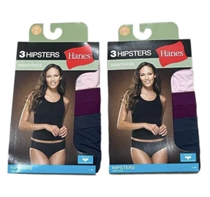 2 Packs Hanes Seamless Hipsters, No Panty Line Underwear (6 Pair Total) - SIZE 6 - Picture 1 of 3