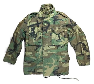 M65 Cold Weather Field Coat Alpha Industries Vtg Woodland Camo Men's Heavyweight - Picture 1 of 15