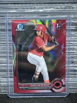 2022 Bowman Chrome #BCP-93 Braylin Minier Red Lava Refractor #/5 Cincinnati Reds - Image 1 of 2