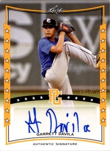 2014 Leaf Perfect Game Showcase Autographs Gold #AGD1 Garrett Davila /50