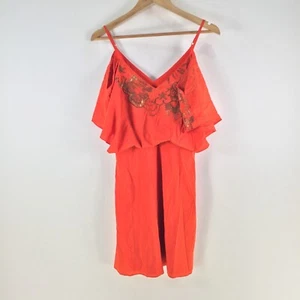 Karen Millen dress UK 10 aus 8 orange silk sleeveless fit flare 111407 - Picture 1 of 12