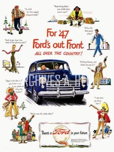 1947 Ford automobile Vintage photo Print poster image ad - Picture 1 of 1