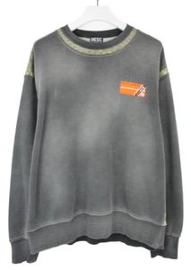 DIESEL s-Macsindi Sweatshirt Men's XL Pullover Fade Effect Logo Grey - Picture 1 of 12