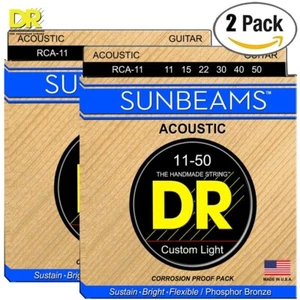 2-PACK DR RCA-11 Sunbeams Phosphor Bronze Acoustic Guitar Strings 11-50 - Picture 1 of 1