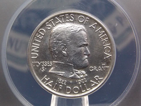 1922 Commemorative GRANT w/ *STAR* Silver Half Dollar 50c ANACS AU55 Detail #002 Cover