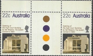 1980 Australia High Court Opening by QE2 effigy Last Tab Gutter Strip 22c Stamps - Picture 1 of 1