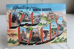 Tichnor Fold Out Postcard Book Bad Lands North Dakota Unsent Linen Vintage 30s - Picture 1 of 10