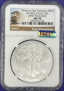2014-(S) American Silver Eagle NGC MS70 FIRST RELEASES MAC FINEST San Francisco - Picture 1 of 4