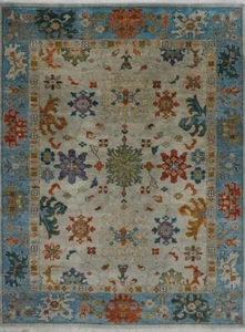 Traditional Oriental( Blue and Beige )Hand Knotted Wool Area Rug - Picture 1 of 10