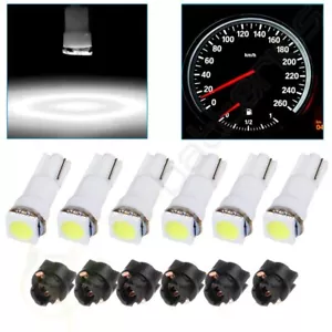 6x T5 74 PC74 Twist Socket Instrument Cluster Dashboard White Led Light Bulbs - Picture 1 of 9