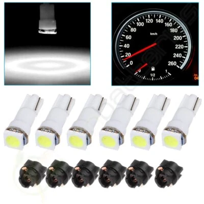 6x T5 74 PC74 Twist Socket Instrument Cluster Dashboard White Led Light Bulbs - Image 1 of 4