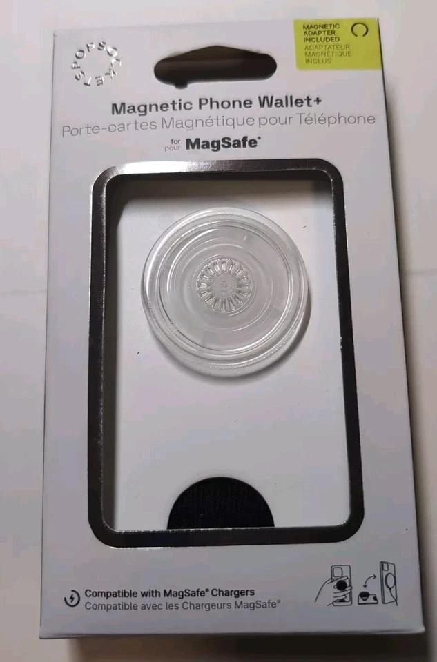 V5-O PopSockets MagSafe PopWallet Phone Wallet & Grip iPhone - White/Clear
