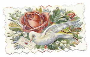 Tarjeta de regalo victoriana Olvídame no mostrar paloma rosa con bordes festoneados - Imagen 1 de 2
