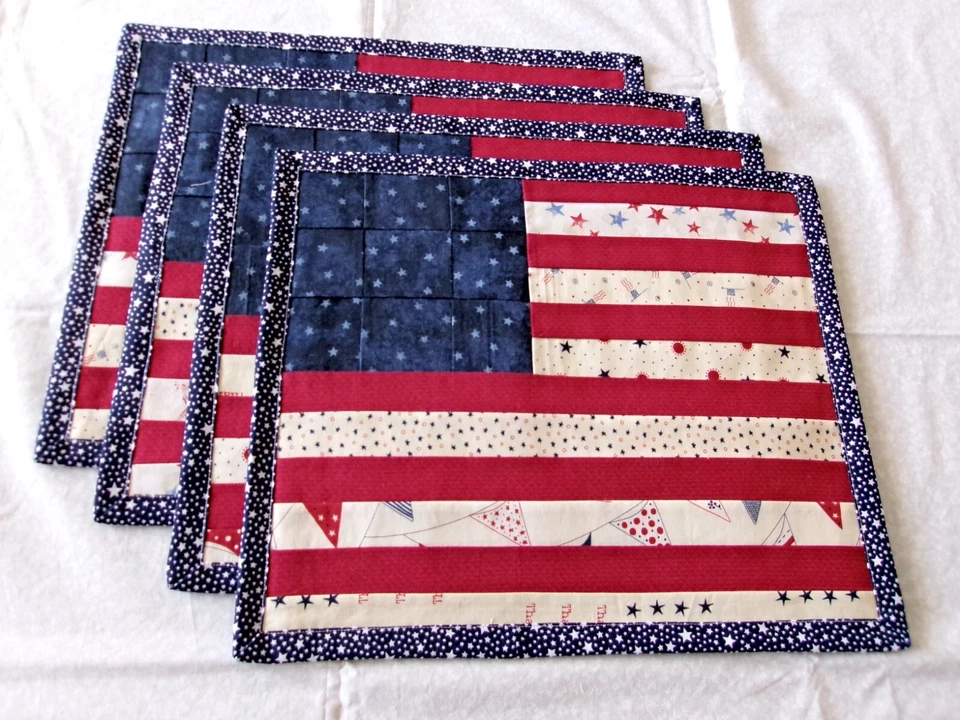 Patriotic Red White Blue Place Mats Set of 4 New - Image 1 of 1