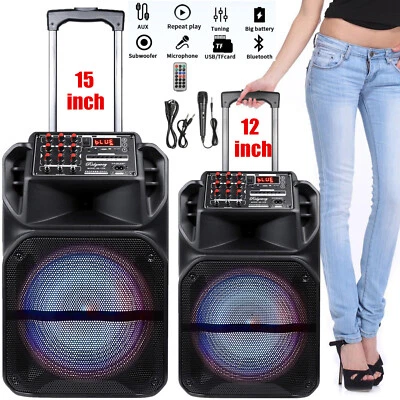 9000W Portable Bluetooth Speaker Sub woofer Heavy Bass Sound Party System W/ Mic - Image 1 of 4