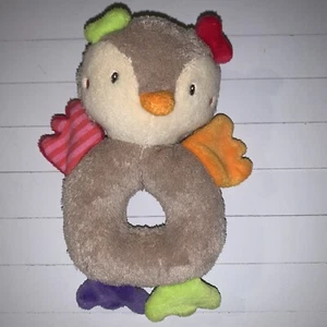 DM Greifling Plüschtier Ring Pink Orange Grün Braun Eule Uhu Vogel Schnabel Lila - Bild 1 von 5