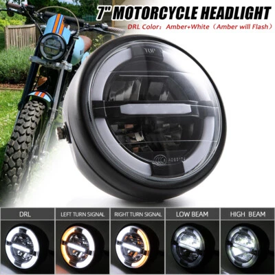 Proyector de faros LED DRL de 7 pulgadas con luz de señal de giro para motocicleta Harley Foto 1 de 4