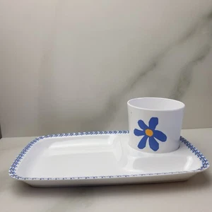 Avon Special Treat Melamine Tray & Mug Set White Blue Vintage(Lot No. 58) - Picture 1 of 12