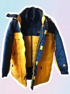 Vintage STARTER gelb & schwarz Wende gefütterte Weste & Doppelreißverschluss Jacke Gr. M - Bild 1 von 8