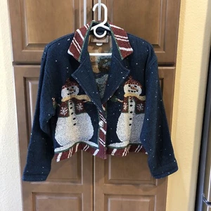 Painted Pony Vintage  Christmas Snowman tapestry jacket - Picture 1 of 6
