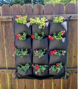 Delectable Garden 12 Pocket Indoor Waterproof Vertical Planter 33.5×29.5" Black - Picture 1 of 8