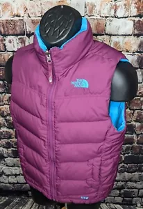 The North Face Down Puffer Vest Winter Jacket Girls Large 14-16 Womens XS Purple - Picture 1 of 8
