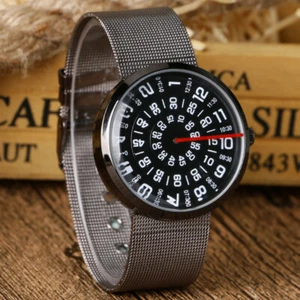 Reloj Negro Cara Salto Hora Lectura Directa Retro Estilo Años 60 Hombres Pagado Acero Inoxidable - Imagen 1 de 12