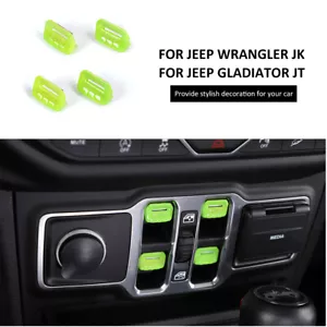 Interruptor de elevación de ventana 4 piezas botón decoración cubierta moldura para Jeep Wrangler JL 2018+ verde - Imagen 1 de 10