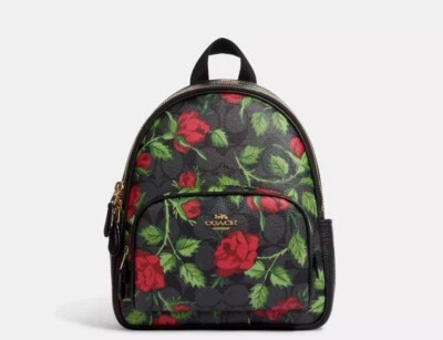 NWT COACH Women's Mini Court Backpack In Signature Leather Fairytale Rose Print - Image 1 of 4