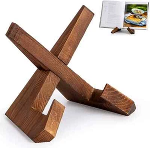 Cookbook Stand, Wooden Recipe Book Holder, Cook Book Stand for Kitchen Counter - Picture 1 of 8