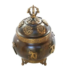 Räucherschale Gefäß Räucherbox Mantra Box Dorje Buddhismus Esoterik M100-4A - Bild 1 von 2