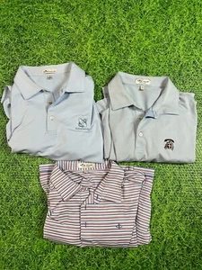 Peter Millar Golf Polo Lot Of 3 Size Men’s XL Blue And Pink Striped - Picture 1 of 15