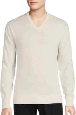 Nuevo con etiquetas Suéter Cremieux Para Hombre Crema Garceta Lujo Cachemira Cuello en V Talla XL $200 Foto 1 de 4