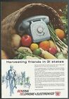 1960 GENERAL TELEPHONE advertisement, rotary dial phone, GT&E basket of food