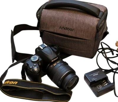 Nikon D3000 SLR Camera with 18-55mm Lens - Black With Charger And Bag - Image 1 of 4