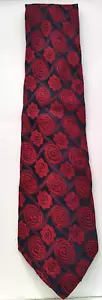 Red Roses Repeating on Navy Blue Classic Count Corsetti Tie - RN 18446 - Vintage - Picture 1 of 5