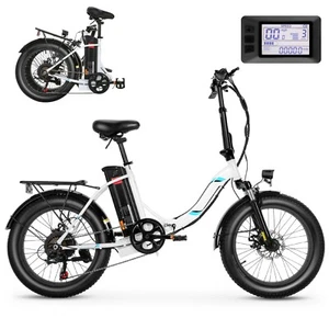 20''Foldable Electric Bike for Adults Fat Tire Bicycle Commuter 500W 48V Battery - Picture 1 of 18