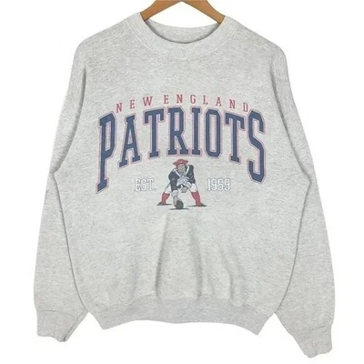 GILDAN New England Patriots Football Retro NFL Ash Color Sweatshirt Men Women