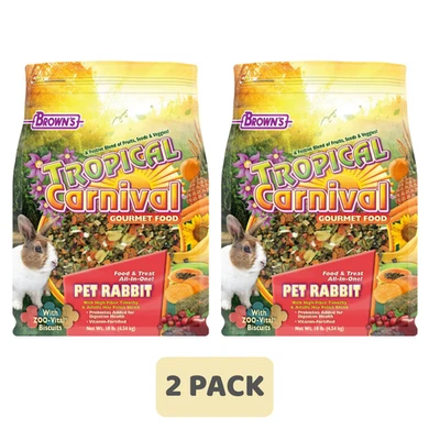 BROWNS (2 Pack) Brown's Tropical Carnival Gourmet Rabbit Food, 10-lb bag