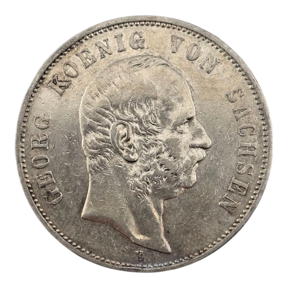 Amazing 1903 E 5 Mark German States Silver Coin Saxony Albertine Xf Details  - Image 1 of 2