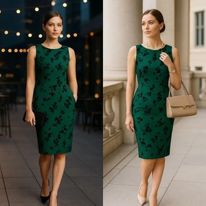 Ivanka Trump Green 6 Sheath Dress Floral Chic Businesscore Elegant - Picture 1 of 13